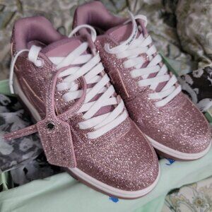 Off White Out of Office Pink Glitter Tennis Shoes Size 38 New